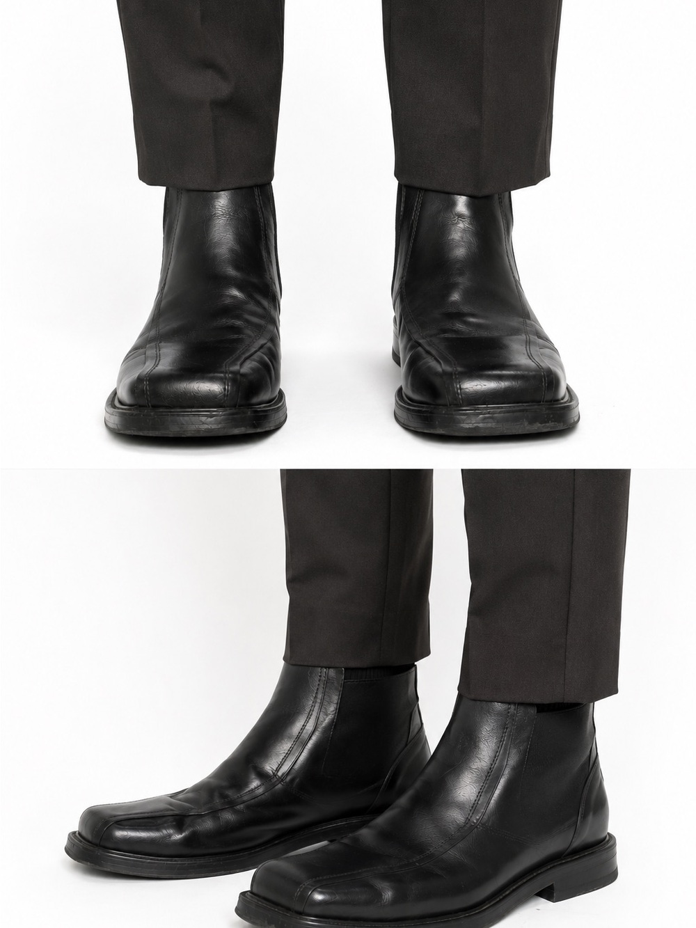 Venturini Black Leather Square Toe Low Boots Made in Italy Men’s Size 12 M